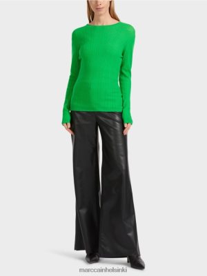 Marc Cain pyöreä kaula "harkitsee uudelleen" villapaita tumma omenavihreä vaatteet V0LL481038 Marc Cain Vaatteet