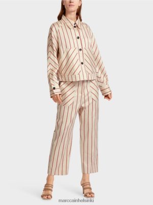 Marc Cain raidallinen takki Lyocellissa syvänpunainen vaatteet V0LL48353 Marc Cain Helsinki