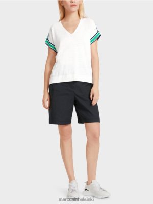 Marc Cain rento neulottu villapaita V-kaulalla valkoinen vaatteet V0LL481126 Marc Cain Mekko