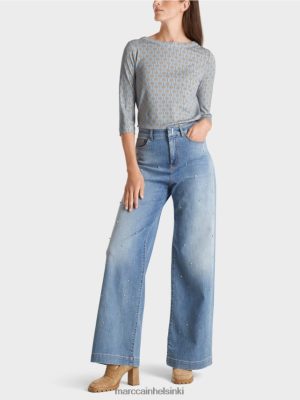 Marc Cain t-paita graafisella suunnittelulla pimeä kesätaivas vaatteet V0LL481281 Marc Cain Vaatteet