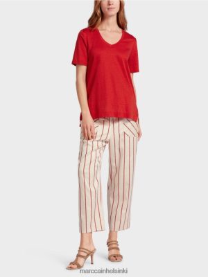 Marc Cain t-paita pellavasekoituksessa syvänpunainen vaatteet V0LL481377 Marc Cain Vaatteet
