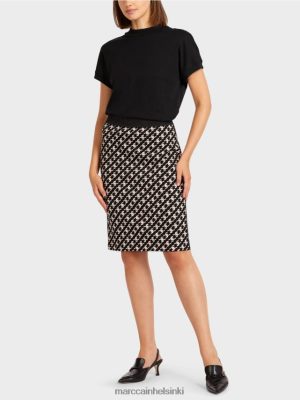 Marc Cain urheilullinen hame Shepherdin ruudussa musta vaatteet V0LL48508 Marc Cain Mekko