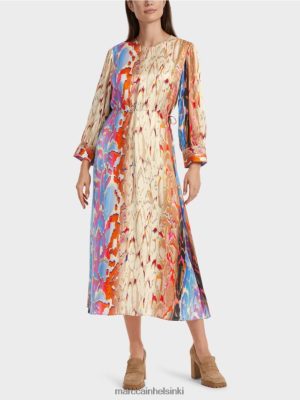 Marc Cain värikäs silkkimekko pimeä kesätaivas vaatteet V0LL4824 Marc Cain Vaatteet